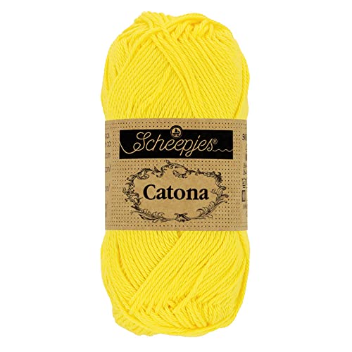 Scheepjes 1704-280 Catona Baumwolle Garn, 280 Lemon, 1x10g von Scheepjes