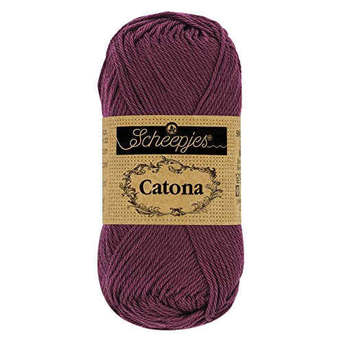 Scheepjes 1704-394 Catona Baumwolle Garn, 394 Shadow Purple, 1x10g von Scheepjes