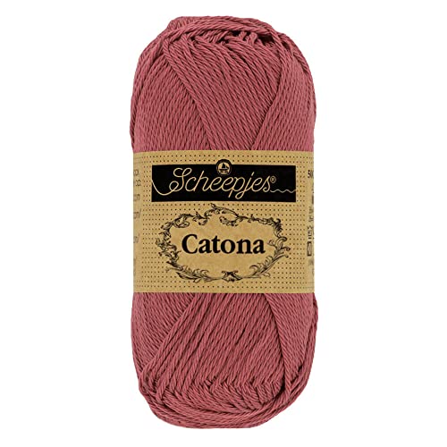 Scheepjes 1704-396 Catona Baumwolle Garn, 396 Rose Wine, 1x10g von Scheepjes