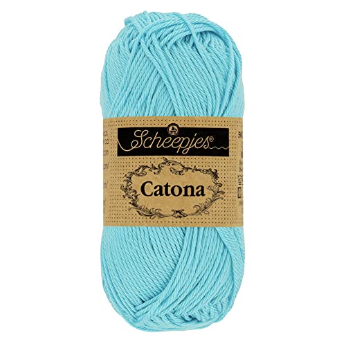 Scheepjes 1704-397 Catona Baumwolle Garn, 397 Cyan, 1x10g von Scheepjes