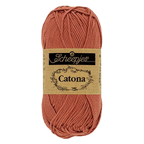 Scheepjes 1704-504 Catona Baumwolle Garn, 504 Brick Red, 1x10g von Scheepjes