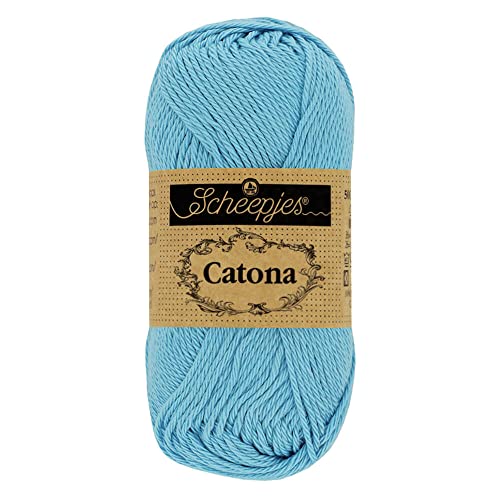 Scheepjes 1704-510 Catona Baumwolle Garn, 510 Sky Blue, 1x10g von Scheepjes