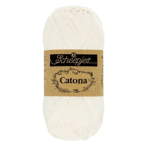 Scheepjes 1678-105 Catona Baumwolle Garn, 105 Bridal White, 1x50g von Scheepjes