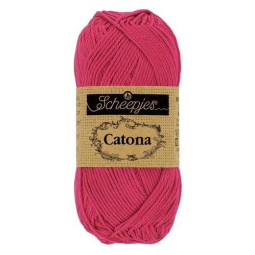 Scheepjes 1678-413 Catona Baumwolle Garn, 413 Cherry, 1x50g von Scheepjes