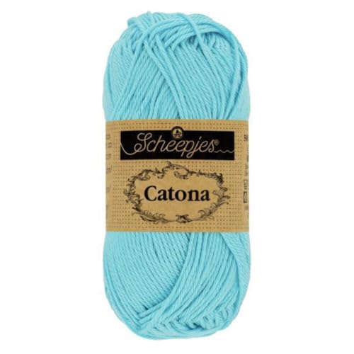 Scheepjes 1678-397 Catona Baumwolle Garn, 397 Cyan, 1x50g von Scheepjes