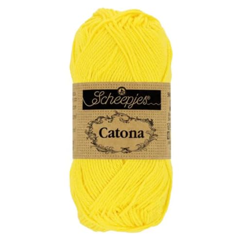 Scheepjes 1678-280 Catona Baumwolle Garn, 280 Lemon, 1x50g von Scheepjes