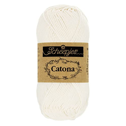 Scheepjes 1704-2 Catona Baumwolle Garn, 105 Bridal White, 10x10g, 10 Count von Scheepjes