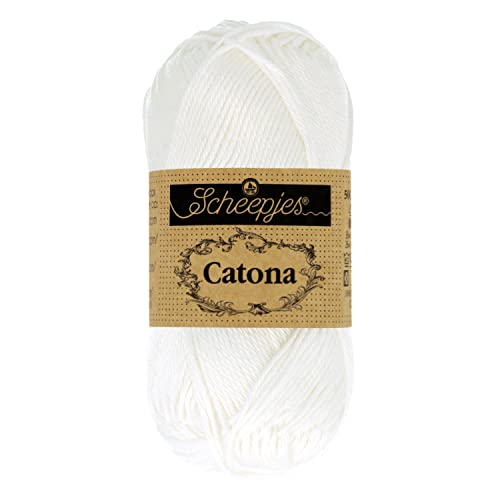 Scheepjes 1699-2 Catona Baumwolle Garn, 106 Snow White, 10x100g, 10 Count von Scheepjes