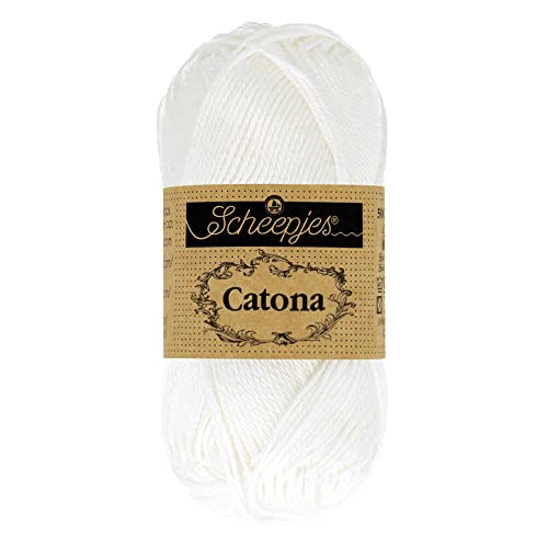 Scheepjes 1704-2 Catona Baumwolle Garn, 106 Snow White, 10x10g, 10 Count von Scheepjes