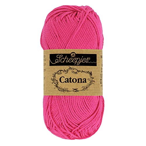 Scheepjes 1704-2 Catona Baumwolle Garn, 114 Shocking Pink, 10x10g, 10 Count von Scheepjes