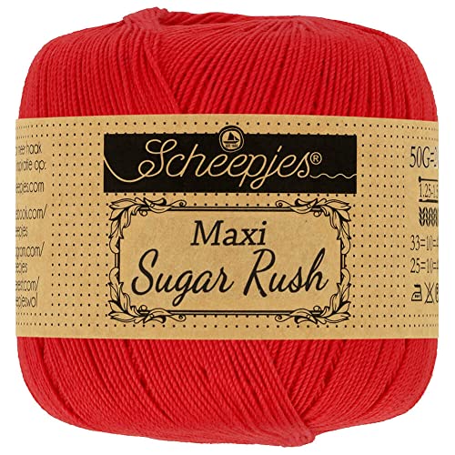 Scheepjes 1694-2 Maxi Sugar Rush Baumwolle Garn, 115 Hot Red, 10x50g, 10 Count von Scheepjes