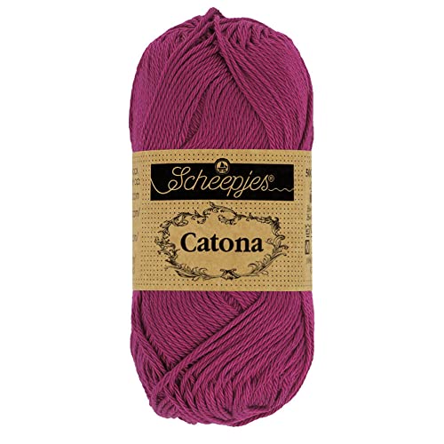 Scheepjes 1704-2 Catona Baumwolle Garn, 128 Tyrian Purple, 10x10g, 10 Count von Scheepjes