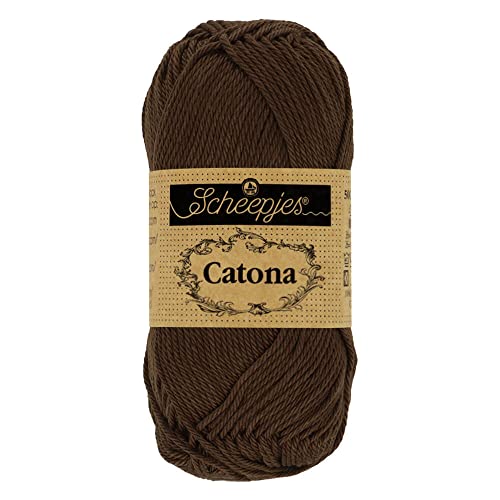 Scheepjes 1704-162 Catona Baumwolle Garn, 162 Black Coffee, 1x10g von Scheepjes