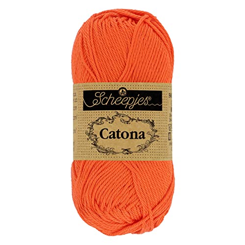 Scheepjes 1704-2 Catona Baumwolle Garn, 189 Royal Orange, 10x10g, 10 Count von Scheepjes