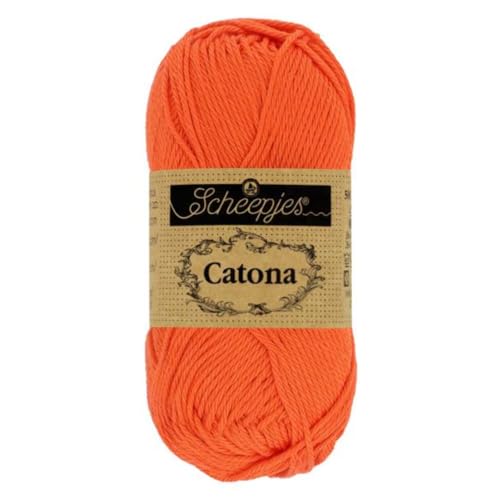 Scheepjes 1678-189 Catona Baumwolle Garn, 189 Royal Orange, 1x50g von Scheepjes