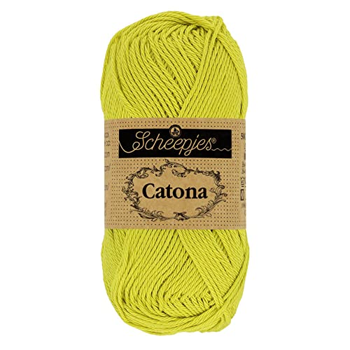 Scheepjes 1678-2 Catona Baumwolle Garn, 245 Green Yellow, 10x50g, 10 Count von Scheepjes