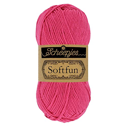 Scheepjes 1592-2 Softfun Baumwolle Garn, 2495 Heiß Rosa, 10x50g, 10 Count von Scheepjes