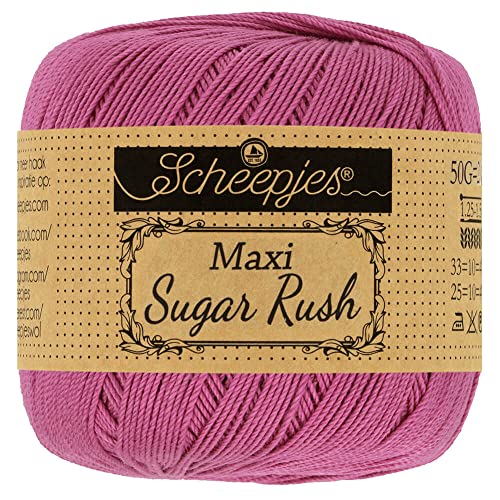 Scheepjes 1694-2 Maxi Sugar Rush Baumwolle Garn, 100% merzerisierte, 251 Garden Rose, 10x50g, 10 Count von Scheepjes