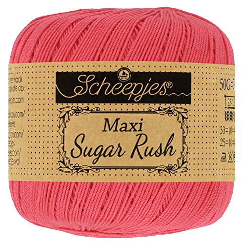 Scheepjes 1694-2 Maxi Sugar Rush Baumwolle Garn, 100% merzerisierte, 256 Cornelia Rose, 10x50g, 10 Count von Scheepjes