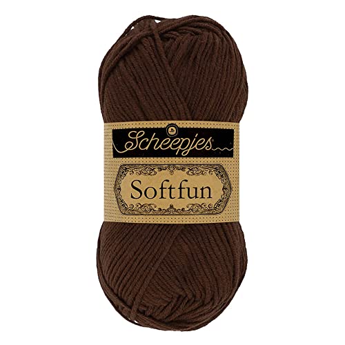 Scheepjes 1592-2 Softfun Baumwolle Garn, 2623 Chocolate, 10x50g, 10 Count von Scheepjes