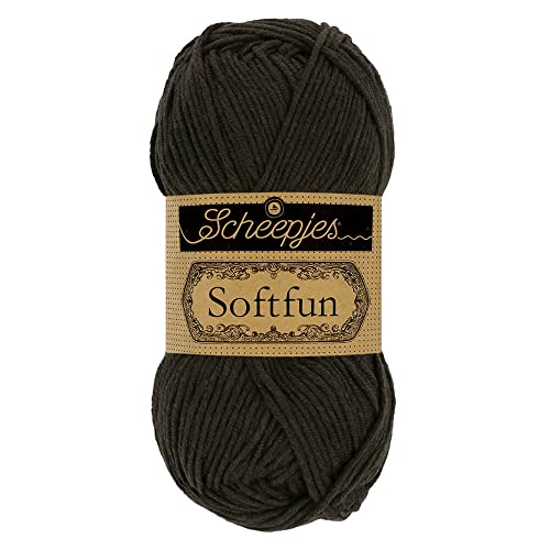 Scheepjes 1592-2628 Softfun Baumwolle Garn, 2628 Charcoal, 1x50g von Scheepjes