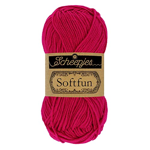 Scheepjes 1592-2 Softfun Baumwolle Garn, 2655 Cerise, 10x50g, 10 Count von Scheepjes