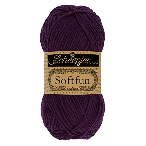 Scheepjes 1592-2 Softfun Baumwolle Garn, 2656 Aubergine, 10x50g, 10 Count von Scheepjes