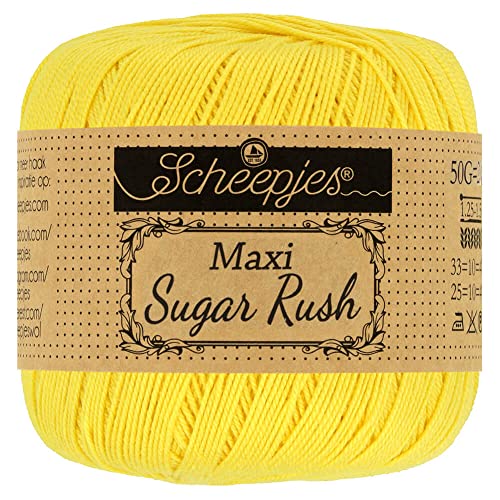 Scheepjes 1694-2 Maxi Sugar Rush Baumwolle Garn, 100% merzerisierte, 280 Lemon, 10x50g, 10 Count von Scheepjes