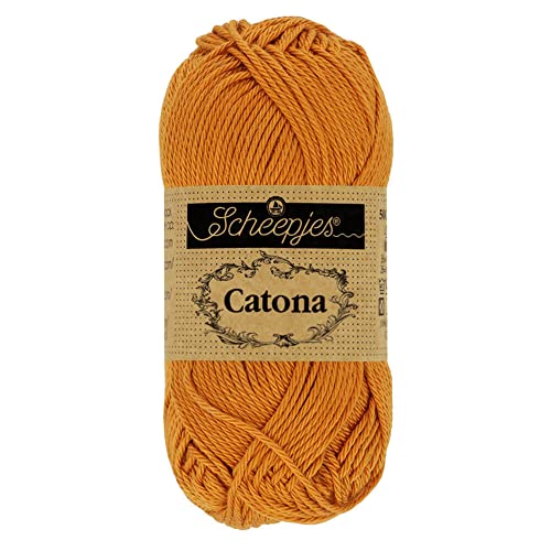 Scheepjes 1704-2 Catona Baumwolle Garn, 383 Ginger Gold, 10x10g, 10 Count von Scheepjes