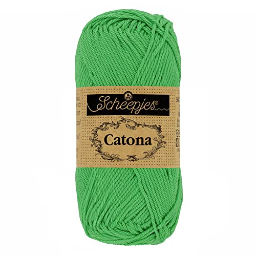 Scheepjes 1704-2 Catona Baumwolle Garn, 389 Apple Green, 10x10g, 10 Count von Scheepjes