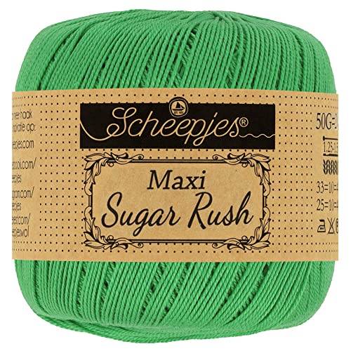 Scheepjes 1694-2 Maxi Sugar Rush Baumwolle Garn, 100% merzerisierte, 389 Apple Green, 10x50g, 10 Count von Scheepjes