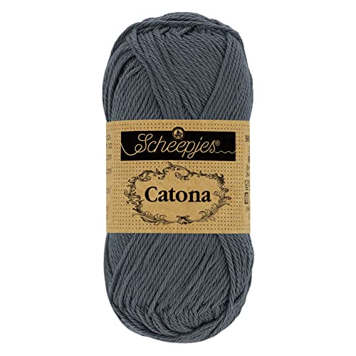 Scheepjes 1704-2 Catona Baumwolle Garn, 393 Charcoal, 10x10g, 10 Count von Scheepjes