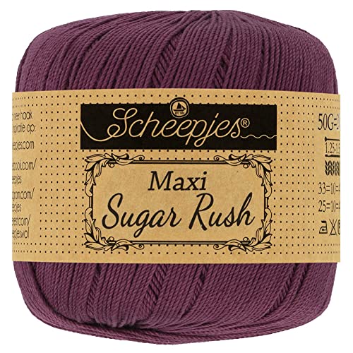 Scheepjes 1694-2 Maxi Sugar Rush Baumwolle Garn, 100% merzerisierte, 394 Shadow Purple, 10x50g, 10 Count von Scheepjes