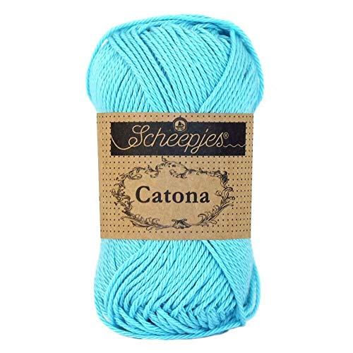 Scheepjes 1677-397 Catona Baumwolle Garn, 397 Cyan, 1x25g von Scheepjes