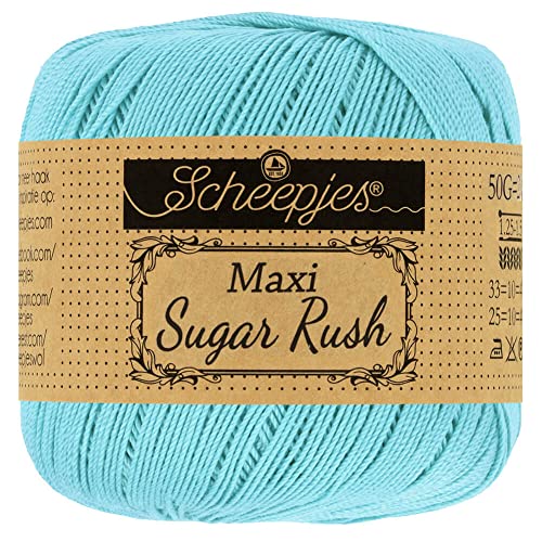 Scheepjes 1694-2 Maxi Sugar Rush Baumwolle Garn, 100% merzerisierte, 397 Cyan, 10x50g, 10 Count von Scheepjes