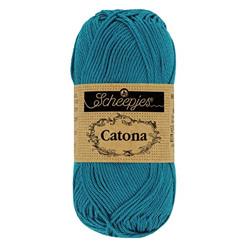 Scheepjes 1678-2 Catona Baumwolle Garn, 400 Petrol Blue, 10x50g, 10 Count von Scheepjes