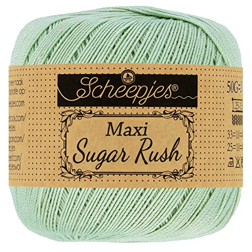 Scheepjes 1694-2 Maxi Sugar Rush Baumwolle Garn, 100% merzerisierte, 402 Silver Green, 10x50g, 10 Count von Scheepjes