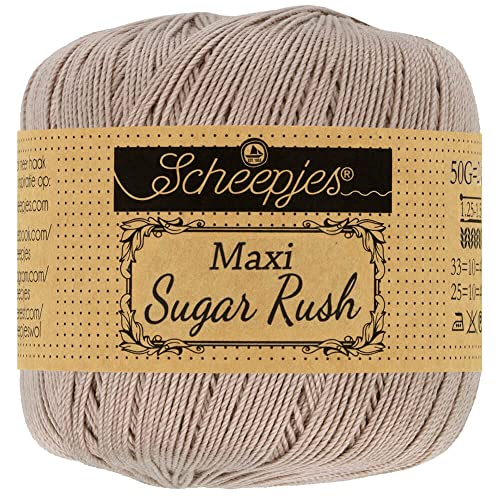 Scheepjes 1694-2 Maxi Sugar Rush Baumwolle Garn, 100% merzerisierte, 406 Soft Beige, 10x50g, 10 Count von Scheepjes
