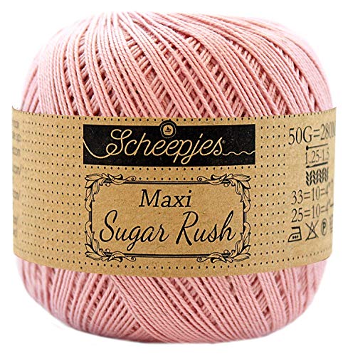 Scheepjes 1694-408 Maxi Sugar Rush Baumwolle Garn, 408 Old Rosa, 1x50g von Scheepjes