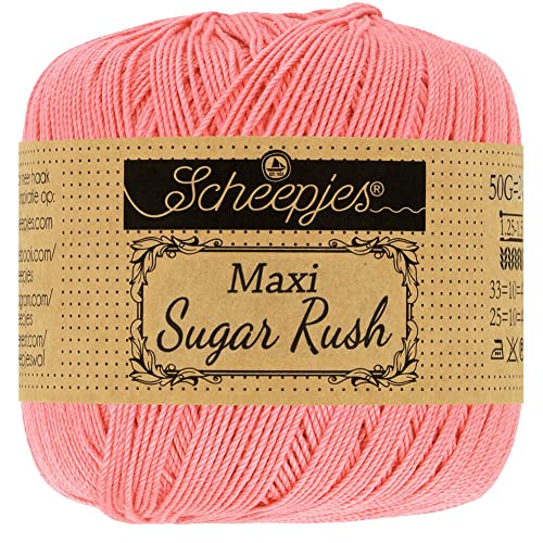 Scheepjes 1694-2 Maxi Sugar Rush Baumwolle Garn, 100% merzerisierte, 409 Soft Rosa, 10x50g, 10 Count von Scheepjes