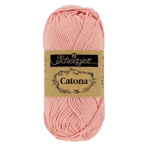 Scheepjes 1678-409 Catona Baumwolle Garn, 409 Soft Rose, 1x50g von Scheepjes