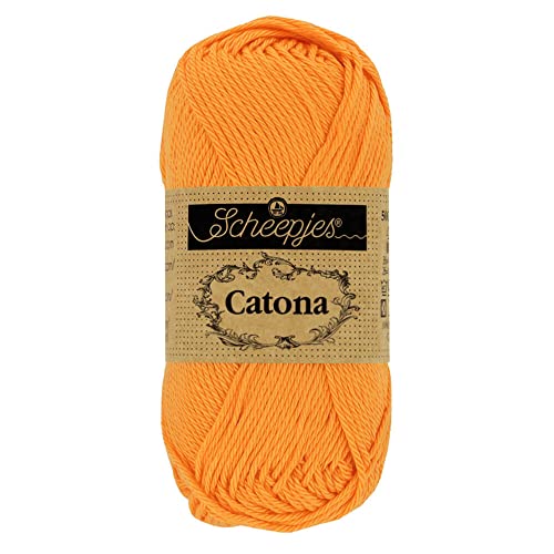 Scheepjes 1704-411 Catona Baumwolle Garn, 411 Sweet Orange, 1x10g von Scheepjes