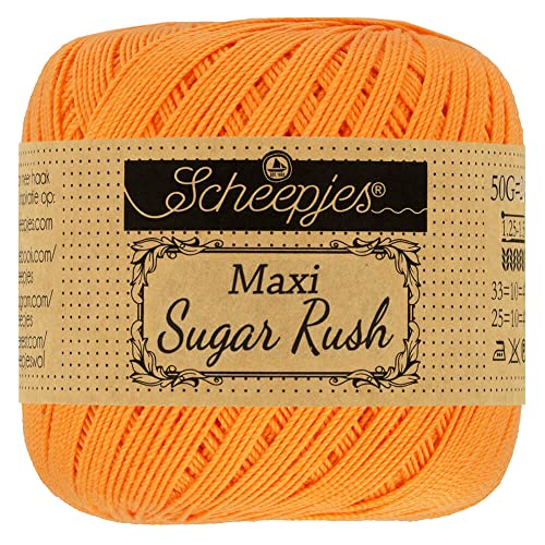 Scheepjes 1694-2 Maxi Sugar Rush Baumwolle Garn, 100% merzerisierte, 411 Sweet Orange, 10x50g, 10 Count von Scheepjes