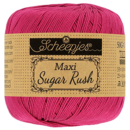 Scheepjes 1694-2 Maxi Sugar Rush Baumwolle Garn, 100% merzerisierte, 413 Cherry, 10x50g, 10 Count von Scheepjes