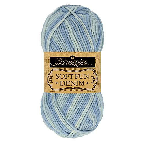 Scheepjes 1672-509_2 Softfun Denim Baumwolle Garn, 10x50g, 10 Count von Scheepjes