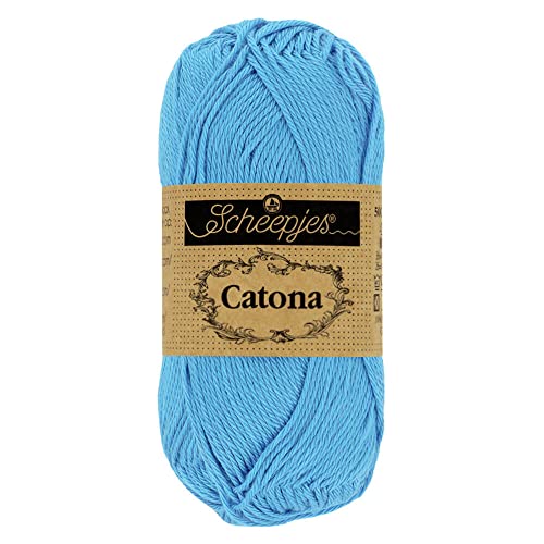 Scheepjes 1704-2 Catona Baumwolle Garn, 511 Cornflower, 10x10g, 10 Count von Scheepjes