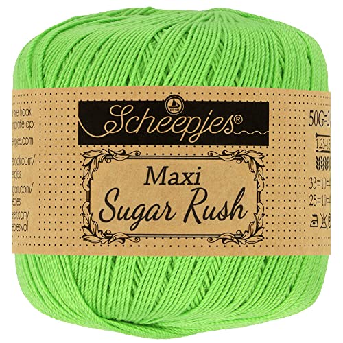 Scheepjes 1694-2 Maxi Sugar Rush Baumwolle Garn, 100% merzerisierte, 513 Spring Green, 10x50g, 10 Count von Scheepjes