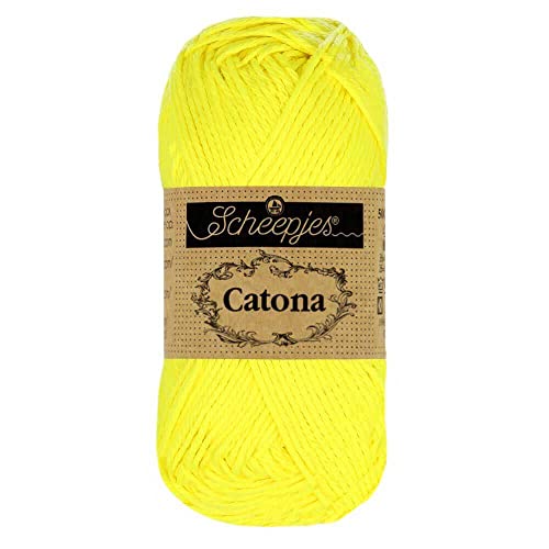 Scheepjes 1677-601 Catona Baumwolle Garn, 601 Neon Yellow, 1x25g von Scheepjes