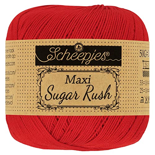 Scheepjes 1694-2 Maxi Sugar Rush Baumwolle Garn, 100% merzerisierte, 722 Red, 10x50g, 10 Count von Scheepjes