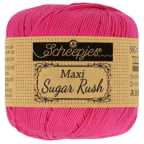 Scheepjes 1694-2 Maxi Sugar Rush Baumwolle Garn, 100% merzerisierte, 786 Fuchsia, 10x50g, 10 Count von Scheepjes